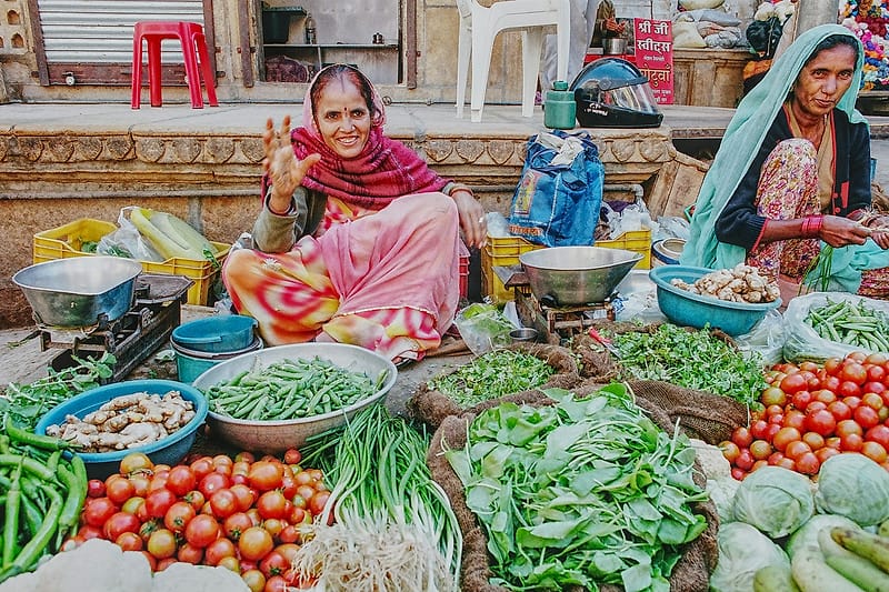 Vegetables on sale at an Indian produce market